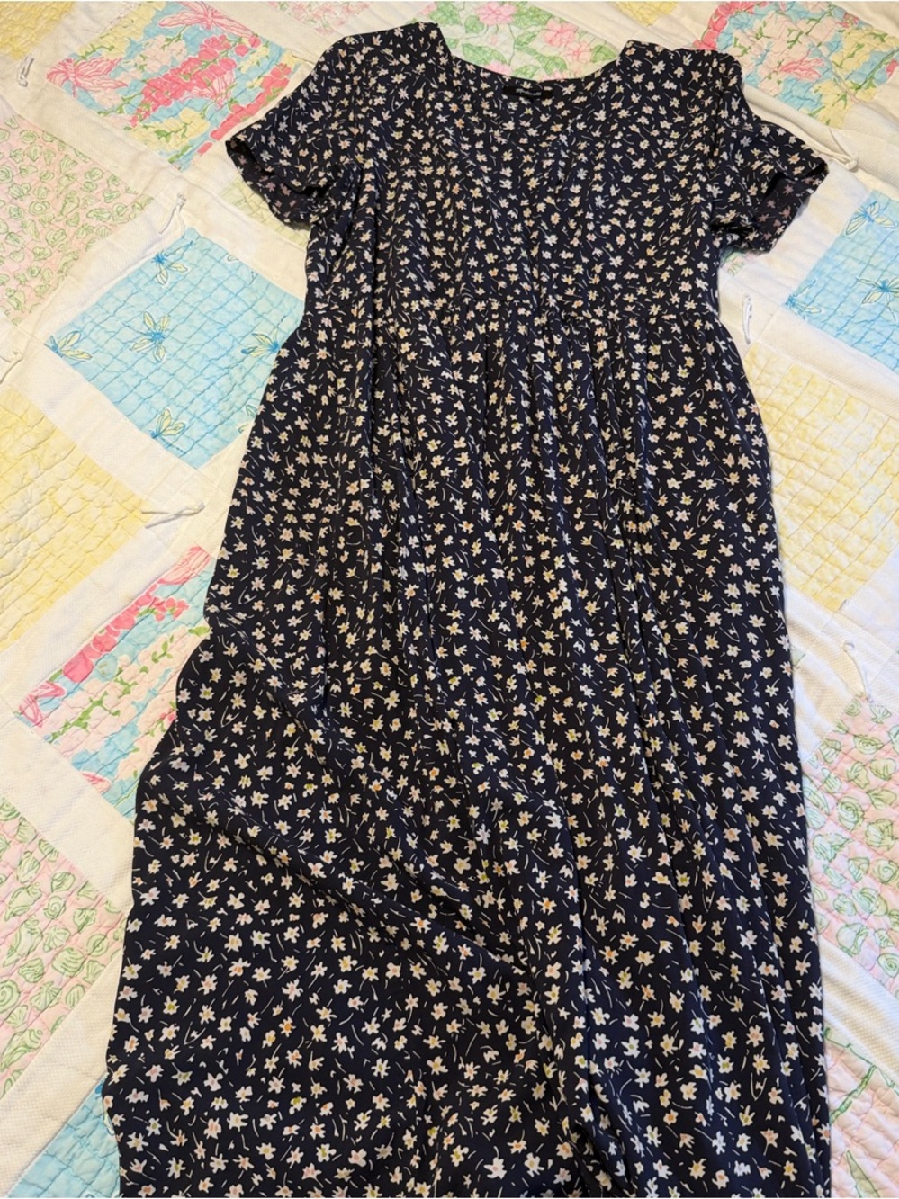Madewell Navy Floral Midi Dress